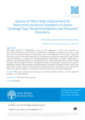 Survey on Fibre Optic Deployment for Telecommunications Operators in Ghana: Coverage Gap, Recommendations and Research Directions