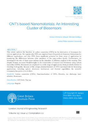 CNT’s based Nanomaterials: An Interesting Cluster of Biosensors