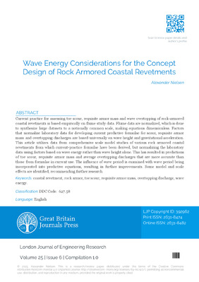 Wave Energy Considerations for the Concept Design of Rock Armored Coastal Revetments