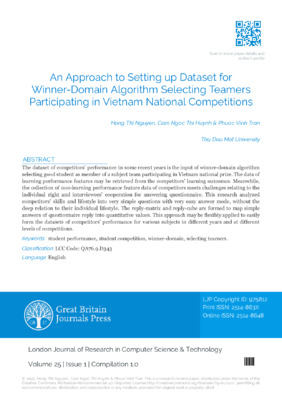 An Approach to Setting up Dataset for Winner-Domain Algorithm Selecting Teamers Participating in Vietnam National Competitions