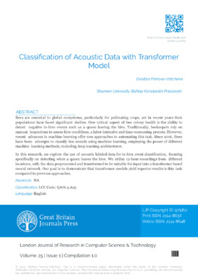 Classification of Acoustic Data with Transformer Model
