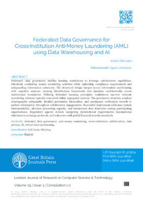 Federated Data Governance for Cross?Institution Anti?Money Laundering (AML) using Data Warehousing and AI