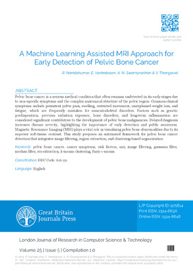 A Machine Learning Assisted MRI Approach for Early Detection of Pelvic Bone Cancer