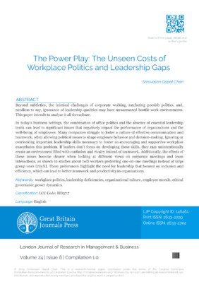 The Power Play: the Unseen Costs of Workplace Politics and Leadership Gaps
