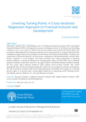 Unveiling Turning Points: A Cross-Sectional Regression Approach to Financial Inclusion and Development