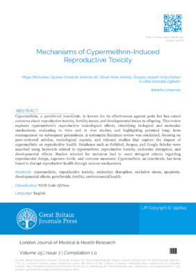 Mechanisms of Cypermethrin-Induced Reproductive Toxicity