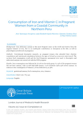 Consumption of Iron and Vitamin C in from a Coastal Community in Northern Peru
