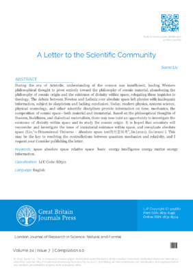  A Letter to the Scientific Community
