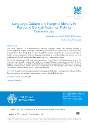 Language, Culture and Marginal Identity in Post-1971 Bengali Fiction on Fishing Communities