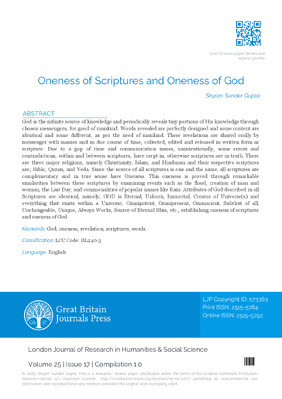 Oneness of Scriptures and Oneness of God
