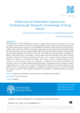  Influences of Information Sources on Undergraduate