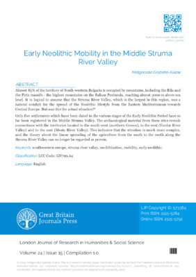 Early Neolithic Mobility in the Middle Struma River Valley