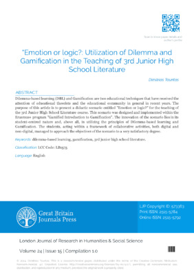 “Emotion or logic?: Utilization of Dilemma and Gamification in the Teaching of 3rd Junior High School Literature
