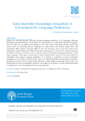 Early Idiomatic Knowledge Acquisition: A Cornerstone for Language Proficiency