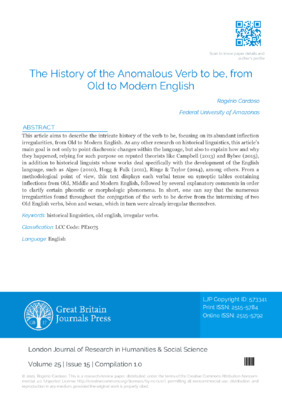 The History of the Anomalous Verb to be, from Old to Modern English