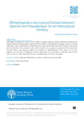 Ethnolinguistics and Lexical Contact between Spanish and Mapudungun for an Intercultural Territory
