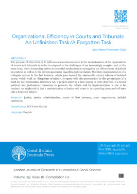 Organizational Efficiency in Courts and Tribunals: An Unfinished Task/A Forgotten Task