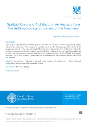 Spiritual Crisis and Architecture. An Analysis from the Anthropological Structures of the Imaginary
