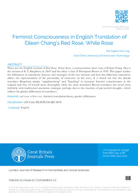 Feminist Consciousness in English Translation of Eileen Chang’s Red Rose, White Rose