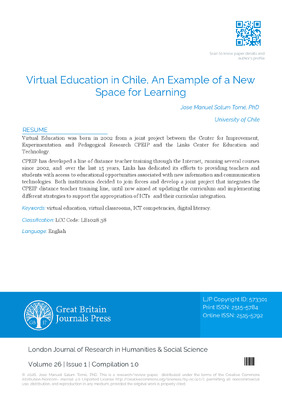 Virtual Education in Chile, an Example of a New Space for Learning
